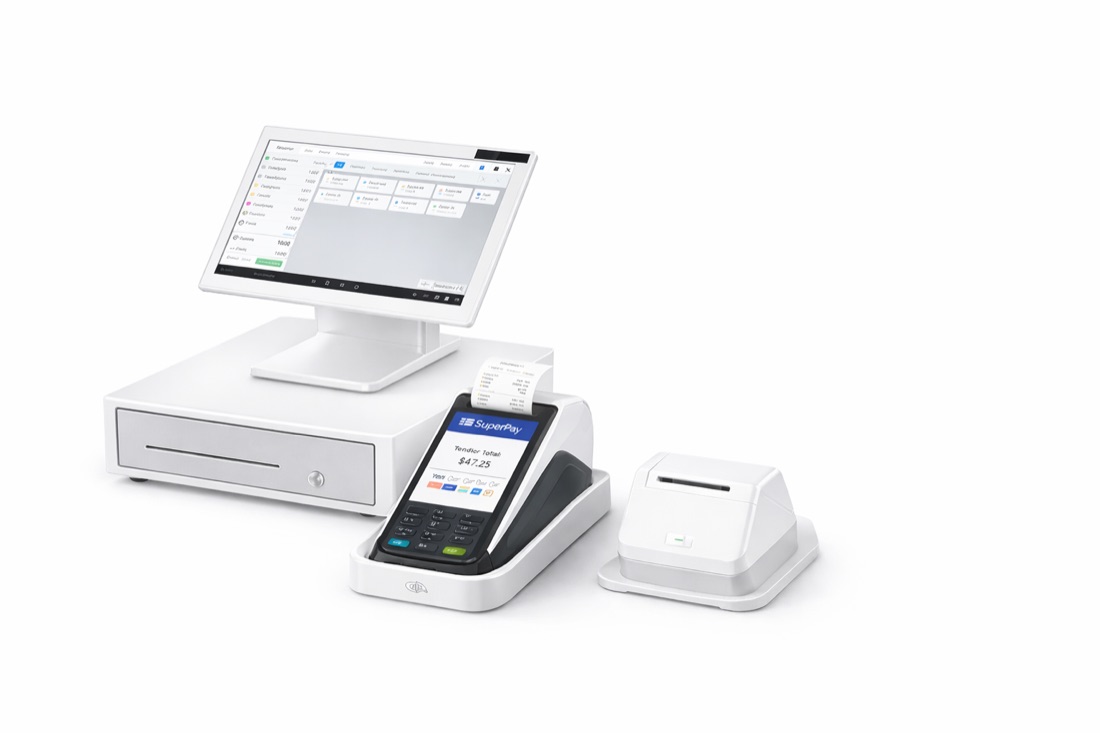 ShapesPay POS setup with terminal, receipt printer and cash drawer